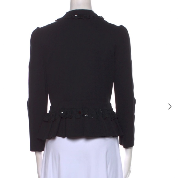 Valentino Spa Medium Black Bow Sequin Peplum Zipper Blouse Jacket - Picture 3 of 8
